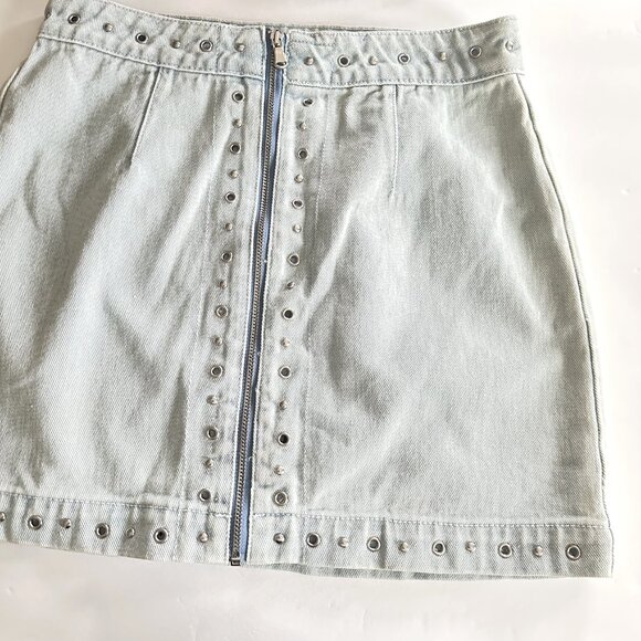 Women's Pacsun Size 27 Light Blue Distressed Zipper Down Denim Jean Skirt - Picture 3 of 7